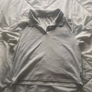 Basic white cropped collared shirt